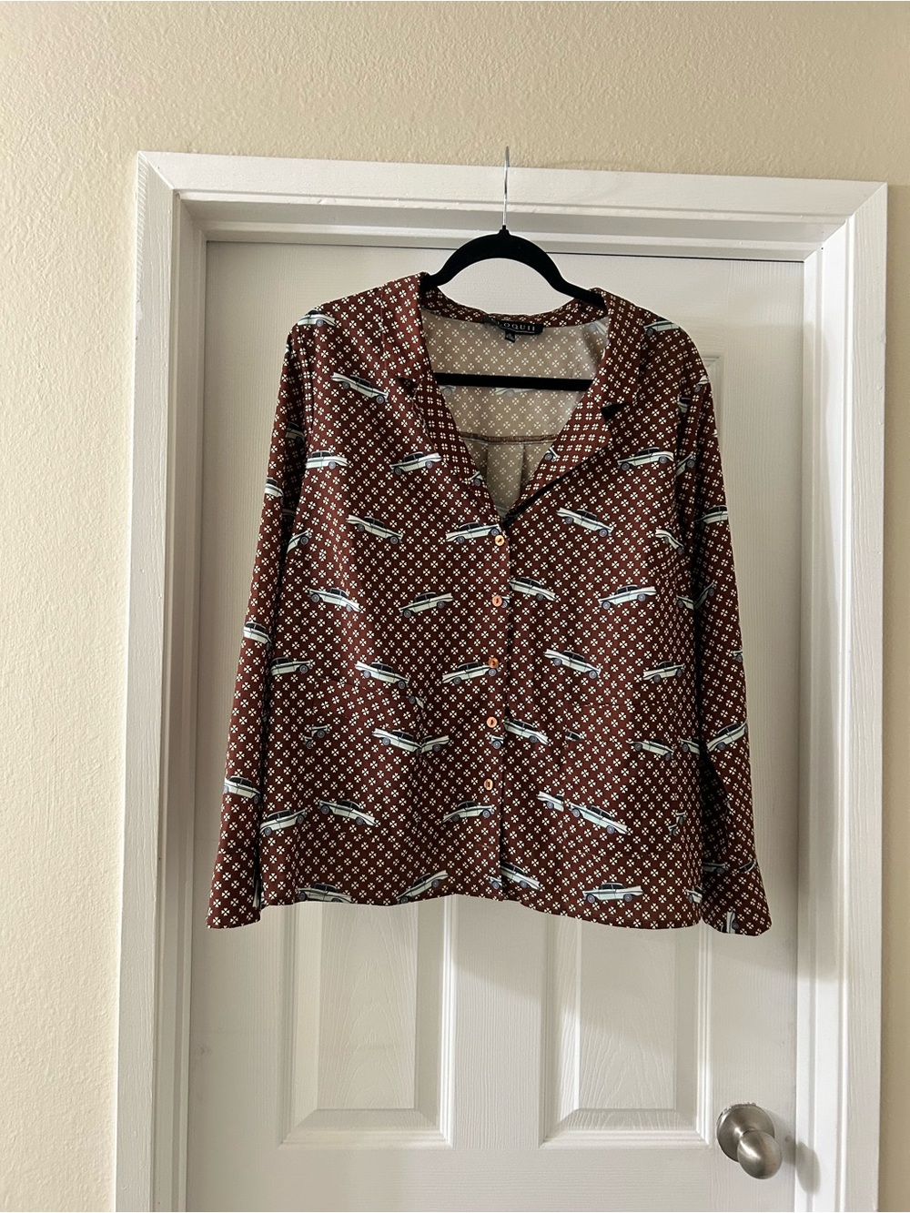 Eloquii Rust Brown Printed Button-Front Shirt